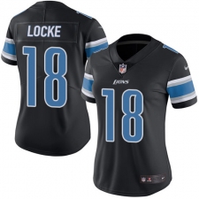 Women's Nike Detroit Lions #18 Jeff Locke Limited Black Rush Vapor Untouchable NFL Jersey