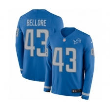Men's Nike Detroit Lions #43 Nick Bellore Limited Blue Therma Long Sleeve NFL Jersey