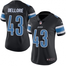 Women's Nike Detroit Lions #43 Nick Bellore Limited Black Rush Vapor Untouchable NFL Jersey