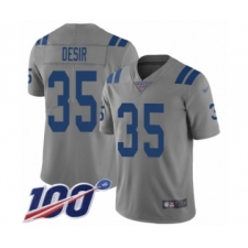 Men's Indianapolis Colts #35 Pierre Desir Limited Gray Inverted Legend 100th Season Football Jersey