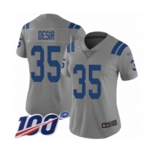 Women's Indianapolis Colts #35 Pierre Desir Limited Gray Inverted Legend 100th Season Football Jersey
