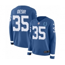 Women's Nike Indianapolis Colts #35 Pierre Desir Limited Blue Therma Long Sleeve NFL Jersey