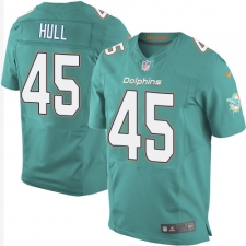 Men's Nike Miami Dolphins #45 Mike Hull Elite Aqua Green Team Color NFL Jersey