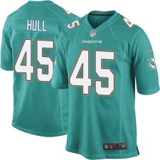 Men's Nike Miami Dolphins #45 Mike Hull Game Aqua Green Team Color NFL Jersey