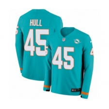 Men's Nike Miami Dolphins #45 Mike Hull Limited Aqua Therma Long Sleeve NFL Jersey