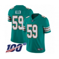 Men's Miami Dolphins #59 Chase Allen Aqua Green Alternate Vapor Untouchable Limited Player 100th Season Football Jersey