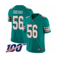 Men's Miami Dolphins #56 Davon Godchaux Aqua Green Alternate Vapor Untouchable Limited Player 100th Season Football Jersey
