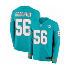 Men's Nike Miami Dolphins #56 Davon Godchaux Limited Aqua Therma Long Sleeve NFL Jersey