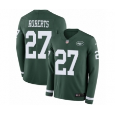Men's Nike New York Jets #27 Darryl Roberts Limited Green Therma Long Sleeve NFL Jersey