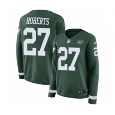Women's Nike New York Jets #27 Darryl Roberts Limited Green Therma Long Sleeve NFL Jersey