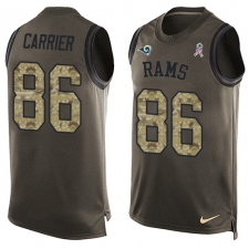 Men's Nike Los Angeles Rams #86 Derek Carrier Limited Green Salute to Service Tank Top NFL Jersey