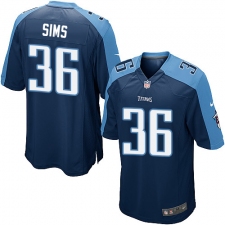 Men's Nike Tennessee Titans #36 LeShaun Sims Game Navy Blue Alternate NFL Jersey