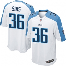Men's Nike Tennessee Titans #36 LeShaun Sims Game White NFL Jersey