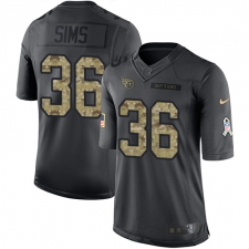 Men's Nike Tennessee Titans #36 LeShaun Sims Limited Black 2016 Salute to Service NFL Jersey