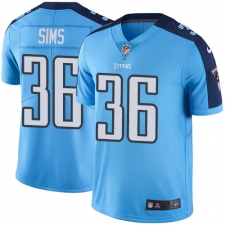 Men's Nike Tennessee Titans #36 LeShaun Sims Limited Light Blue Rush Vapor Untouchable NFL Jersey