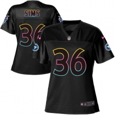 Women's Nike Tennessee Titans #36 LeShaun Sims Game Black Fashion NFL Jersey