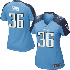 Women's Nike Tennessee Titans #36 LeShaun Sims Game Light Blue Team Color NFL Jersey