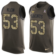 Men's Nike New Orleans Saints #53 A.J. Klein Limited Green Salute to Service Tank Top NFL Jersey