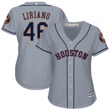 Women's Majestic Houston Astros #46 Francisco Liriano Authentic Grey Road Cool Base MLB Jersey