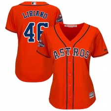 Women's Majestic Houston Astros #46 Francisco Liriano Authentic Orange Alternate 2017 World Series Champions Cool Base MLB Jersey