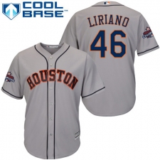 Youth Majestic Houston Astros #46 Francisco Liriano Authentic Grey Road 2017 World Series Champions Cool Base MLB Jersey
