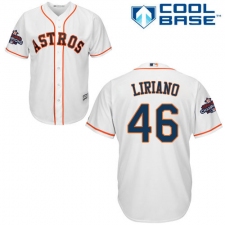 Youth Majestic Houston Astros #46 Francisco Liriano Authentic White Home 2017 World Series Champions Cool Base MLB Jersey