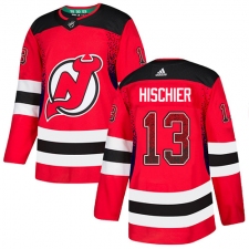 Men's Adidas New Jersey Devils #13 Nico Hischier Authentic Red Drift Fashion NHL Jersey
