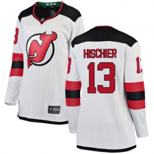 Women's New Jersey Devils #13 Nico Hischier Fanatics Branded White Away Breakaway NHL Jersey