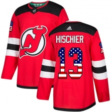 Youth Adidas New Jersey Devils #13 Nico Hischier Authentic Red USA Flag Fashion NHL Jersey