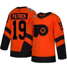 Men's Adidas Philadelphia Flyers #19 Nolan Patrick Orange Authentic 2019 Stadium Series Stitched NHL Jersey
