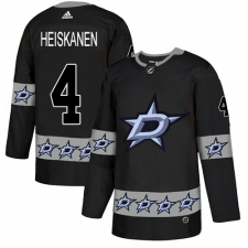 Men's Adidas Dallas Stars #4 Miro Heiskanen Authentic Black Team Logo Fashion NHL Jersey
