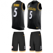 Men's Nike Pittsburgh Steelers #5 Joshua Dobbs Limited Black Tank Top Suit NFL Jersey
