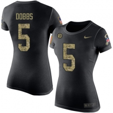 Women's Nike Pittsburgh Steelers #5 Joshua Dobbs Black Camo Salute to Service T-Shirt