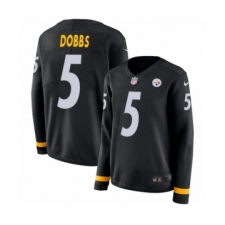 Women's Nike Pittsburgh Steelers #5 Joshua Dobbs Limited Black Therma Long Sleeve NFL Jersey
