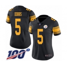 Women's Pittsburgh Steelers #5 Joshua Dobbs Limited Black Rush Vapor Untouchable 100th Season Football Jersey