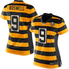 Women's Nike Pittsburgh Steelers #9 Chris Boswell Elite Yellow/Black Alternate 80TH Anniversary Throwback NFL Jersey
