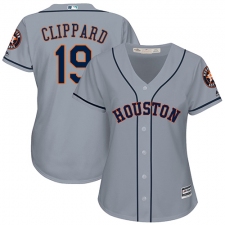Women's Majestic Houston Astros #19 Tyler Clippard Replica Grey Road Cool Base MLB Jersey