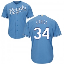 Men's Majestic Kansas City Royals #34 Trevor Cahill Replica Light Blue Alternate 1 Cool Base MLB Jersey