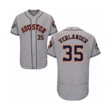 Men's Houston Astros #35 Justin Verlander Grey Road Flex Base Authentic Collection 2019 World Series Bound Baseball Jersey