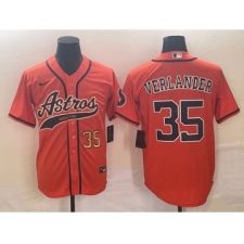Men's Houston Astros #35 Justin Verlander Number With Patch Cool Base Stitched Baseball Jersey