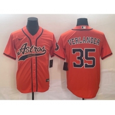 Men's Houston Astros #35 Justin Verlander Orange Cool Base Stitched Baseball Jersey