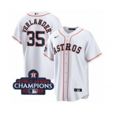 Men's Houston Astros #35 Justin Verlander White 2022 World Series Champions Home Stitched Baseball Jersey