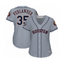 Women's Houston Astros #35 Justin Verlander Authentic Grey Road Cool Base 2019 World Series Bound Baseball Jersey