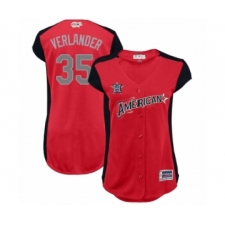 Women's Houston Astros #35 Justin Verlander Authentic Red American League 2019 Baseball All-Star Jersey