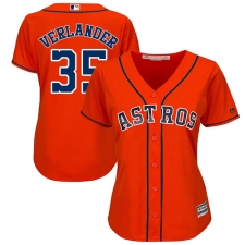 Women's Majestic Houston Astros #35 Justin Verlander Replica Orange Alternate Cool Base MLB Jersey