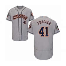 Men's Houston Astros #41 Brad Peacock Grey Road Flex Base Authentic Collection 2019 World Series Bound Baseball Jersey