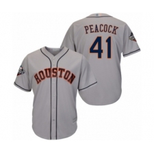Youth Houston Astros #41 Brad Peacock Authentic Grey Road Cool Base 2019 World Series Bound Baseball Jersey