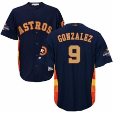 Youth Majestic Houston Astros #9 Marwin Gonzalez Authentic Navy Blue Alternate 2018 Gold Program Cool Base MLB Jersey