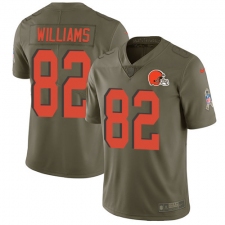 Youth Nike Cleveland Browns #82 Kasen Williams Limited Olive 2017 Salute to Service NFL Jersey