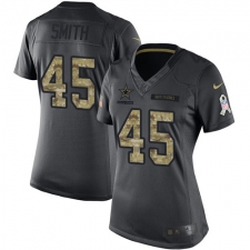 Women's Nike Dallas Cowboys #45 Rod Smith Limited Black 2016 Salute to Service NFL Jersey